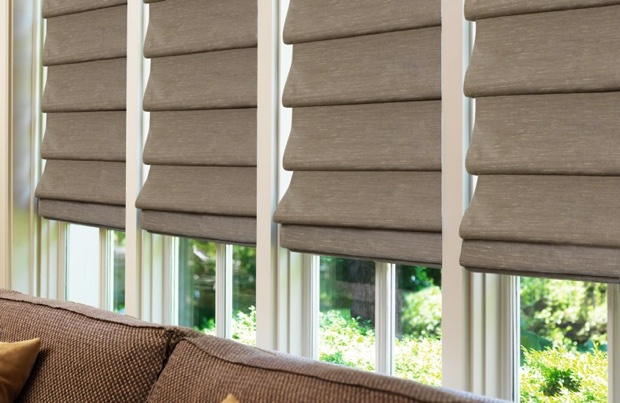 Roman Shades in a sunroom